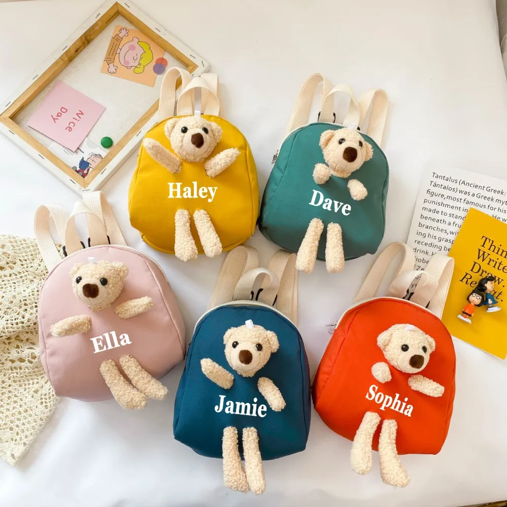 Sac à dos ours personnalisé pour enfants, sac d'école de dessin animé, sac d'ours en peluche, sac d'école pour tout-petits, sac d'animaux, cadeaux pour garçons et filles