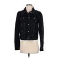 Free People Denim Jacket: Short Black Print Jackets & Outerwear - Women's Size Small