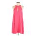 Amanda Uprichard Casual Dress - Mini Plunge Sleeveless: Pink Print Dresses - Women's Size Medium
