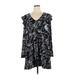 Free Press Casual Dress - Mini V Neck Short sleeves: Black Dresses - Women's Size X-Large