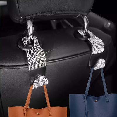 2pcs Artificial Diamond Car Hook, Car Hidden Car Storage Hook Creative Car Seat Hook Hanger Car Accessories For Women