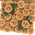 25 pièces de roses rouges fleurs artificielles roses rouge foncé en mousse au toucher réel fausses roses en vrac avec tige bricolage fleurs artisanales pour mariage bouquets de mariée pièce maîtresse