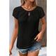 T Shirt Damen Schwarz Weiß Glatt Spitze Strasse Täglich Modisch Rundhalsausschnitt Regular Fit S