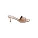 Stuart Weitzman Mule/Clog: Slip-on Kitten Heel Cocktail Tan Print Shoes - Women's Size 8 - Open Toe