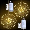 Outdoor Waterproof Firework Lights 180 LED Starburst Copper Wire Twinkle Lights 8 Modes Fairy Lights with Remote Hanging Lights for Party Wedding Patio Bedroom Garden Decoration