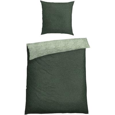 Wendebettwäsche SCHIESSER "Vinnie aus weicher Baumwolle mit edlem Melangeeffekt", grün, B/L: 135cm x 200cm, , Renforcé, B/L: 80cm x 80cm, Renforcu00e9, Obermaterial: 100% Baumwolle, Bettwäsche, MADE IN GREEN by OEKO-TEX-zertifiziert Image