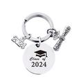 Class Of 2024 Graduation Keychain Stainless Steel Inspirational Key Chains For Graduate Gifts Keychain Pendant Stainless Steel Circular 2024 Graduation Season Gift Keychain Keep As A Commemoration