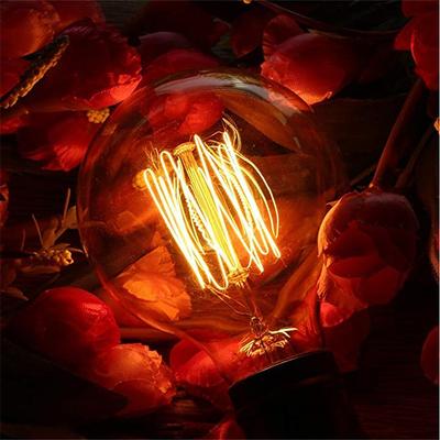 1pc Vintage Edison Bulbs with Spiral Filament 40W Dimmable E27 G95 Round Globe Large Antique Light Golden Finish Industrial Design Amber