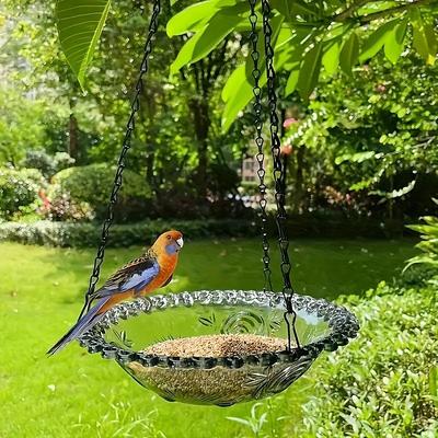 Plastic Hanging Bird Feeder and Birdbath - No Electricity Required, Wireless Outdoor Garden Decor for Yard and Farm - Hummingbird Friendly