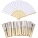 2 Pcs Paper Hand Fan 50 Pcs/lot White Folding Elegant Wedding Party Favors 21cm(white)