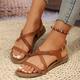 Women's Sandals Flats Lace Up Sandals Strappy Sandals Gladiator Sandals Roman Sandals Outdoor Work Daily Flat Heel Bohemia Vacation Faux Leather Buckle Blue Gold Brown