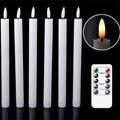 10/6.5-inch Wave Mouth Remote Control Bullet Head Rod Wax Beige Plastic LED Christmas Electronic Long Rod Candle Light