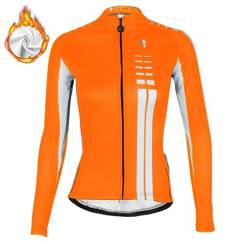 Women's Cycling Jersey Patterned Long Sleeve Bike Jersey with 3 Rear Pockets Mountain Bike MTB Road Bike Cycling Insulated Thermal Warm Fleece Lining Windproof Sports Black Yellow Pink Clothing