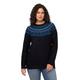 Ulla Popken Damen Strickpullover mit Norwegermuster Pullover, Nachtblau, 62-64