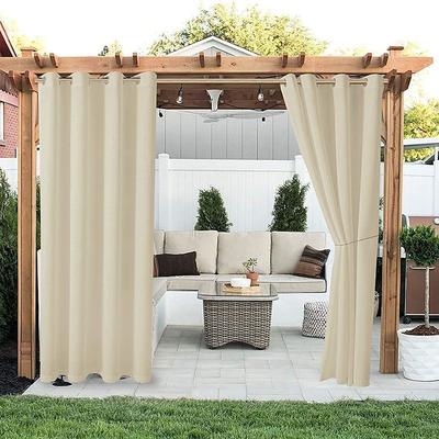 Waterproof Outdoor Curtain Privacy, Sliding Patio Curtain Farmhouse Drapes, Pergola Curtains Grommet For Gazebo, Balcony, Porch, Party, Hotel, 1 Panel