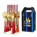 24 Piece Set of Stainless Steel Tableware Gold-Plated And Painted 1010 Knives Forks Spoons Storage Racks Gift Box Set