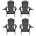 W Unlimited 35 x 32 x 28 in. Foldable Adirondack Chair with Cup Holder Black - Set of 4