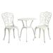 HOMEFUN Bistro Table Black Set Outdoor Patio Set 3 Pieces Table and Chairs Aluminium Leaf Carving Rust and Weather Resistant-White