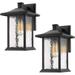 JIAH Outdoor Post Lights 21 H Large Exterior Lamp Post Light Pier Mount Lantern with Base Black Cast Aluminum w/Water Glass - A272P-2PK