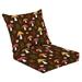 Outdoor Deep Seat Cushion Set 24 x 24 seamless mushroom pattern flowers berries Deep Seat Back Cushion Fade Resistant Lounge Chair Sofa Cushion Patio Furniture Cushion