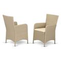 Bomrokson HLUC153V Luneburg Patio Bistro Wicker Dining Chairs with Cushion Set of 2 Cream