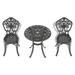3-Piece Outdoor Bistro Set All Weather Cast Aluminum Patio Dinning Retro Table and Chairs with 1.88 Umbrella Hole Black