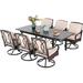 & William Patio Outdoor Dining Sets for 8 Outdoor Table Furniture Set 9 Piece- 1 Rectangular Expandable Patio Table and 8 Padded Swivel Dining Chairs