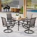 5 Pieces Patio Dining Set Outdoor Furniture Set with 37 Square Black Metal Table and 4 Padded Textilene Fabric Swivel High Back Chairs for Garden Poolside Backyard Porch