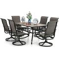 VILLA Outdoor Patio Dining Set for 4 5 PCS Patio Table & Chair Set Clearance with 4 Swivel Dining Chairs & 1 Square Patio Table(1.57 Hole) Patio Dining Furniture for Lawn G