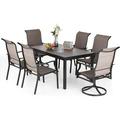 VILLA Outdoor Dining Set for 8 Patio Table and Chairs Set with 8 Padded Deep Seating Swivel Dining Chairs & Full Metal Extendable Table Outside Furniture Dining Set for Poolside La