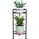 Plant Stand Indoor 2 Tier Metal Plant Stand 23.5 Tall Heavy Duty Sturdy Plant Shelf Holder Rustproof Decorative Plant Stands Outdoor for Corner Garden Patio Livingroom Balcony