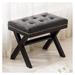 CRIXLHIX PU Leather Upholstered Entryway Bench Ottoman Bedroom Bench Footstool Seat with X-Shaped Wooden Legs for Patio Bedroom Living Room Foyer Hallway Black