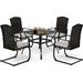 VALLEY Patio Dining Set 5 PCS Rattan Outdoor Dining Sets Swivel Wicker Patio Rocking Chairs with Cushion 37\u201Dx37\u201Dx28\u201DSquare Table with 1.57 Umbrella Hole for Outdoor Ki