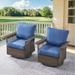 PARKWELL 2PCS Outdoor Swivel Gliders - Patio Wicker Bistro Furniture Set with Cushion - Outdoor 360 Degree Swivel Rocker Chair Porch Balcony Furniture Navy