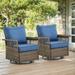 PARKWELL 2PCS Outdoor Swivel Gliders - Patio Wicker Bistro Furniture Set with Cushion - Outdoor 360 Degree Swivel Rocker Chair Porch Balcony Furniture Navy