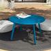 Patio Round Steel Patio Coffee Table Weather Resistant Outdoor Large Side Table Blue