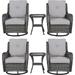 Rilyson Wicker Rocking Chair Swivel Chairs \u2013 6 Piece Rocker Patio Furniture Set Rattan Rocking Bistro Sets with Glass Top Side Table for Outdoor Porch Deck Garden Backyard(Mixed Grey