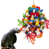 Medium and Large Bird Parrot Toy - Multi-Colored Wood Block Tear Toy Recommended for Cockatoos African Grey Macaws and Various Amazon Parrots