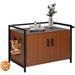 FCH Cat Litter Box Enclosure Multi-functional Two Doors Cat House Decorative Cat House Side Table Furniture Privacy Cat Hidden Washroom Cat Home Indoor Red Brown