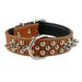 2.5cm Wide Spiked Studded Dog Collar Soft Leather Rivet Adjustable Small/Medium