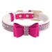 Dog Puppy Collar Rhinestone Crystal Glitter Bling PU Leather Adjustable Warm Pad