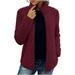 YFPWM Plus Size Jacket for Women Spring Fashion Slim Fit Coat Vintage Streetwear Fashion Long Sleeve Comfortable Loose Tops Pocket Long Coat Blouse Wine XXL