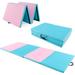 4 x10 Gymnastics Mat 2 Thick Folding Tumbling Mat with Hook and Loop Fastener Foldable Gym Mat with Carrying Handles Cheer Mats for Kids Adults Home Exercise Aerobics Fitness