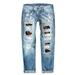 VBARHMQRT Female Cargo Jeans for Women High Waisted Plus Size Womens Jeans Baseball Print Ripped Pants High Rise Jeans for Women Tummy Control Plus Womens Bootcut Jeans Mid Rise Stretch