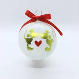 Christmas Round Glass Glitte Mickey & Minnie Mouse Ornament Holiday Decoration Handmade