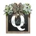 Tantouec Decorative Plaque 2023 New Last Name Year Round Front Door Wreath Front Door 26 Letter Farmhouse Wreath with Wreath Bow Spring Wreaths for Front Door Outside Hanger Decor Q One Size