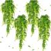 4 Pieces Artificial Hanging Plants Hanging Boston Fern Plants Artificial Greenery Vine Fake Ivy Vine Leaves Plastic Plants for Wall Home Garden Wedding Garland Hanging Decoration