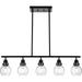 Linear Black Chandeliers for Dining Room 5 Lights Kitchen Island Light Fixtures with Clear Globe Glass Modern Island Lights for Kitchen Dining Table Height Adjustable E26 Socket