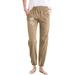 Uuszgmr Ladies Mid Waist Slim Leg Simple Running Pant Solid Color Local Dandelion Print Pocket Drawstring Home Outdoor Casual Trousers Khaki Size:Xl