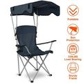 iMounTEK Portable Camping Chair Foldable Beach Canopy Chair Sun Protection 330LBS Load with Cup Holder for Outdoor Beach Travel Picnic Navy Blue